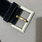 Vintage Johnny Farah Black/ White Cowhide Suede Leather Belt Sz-Small