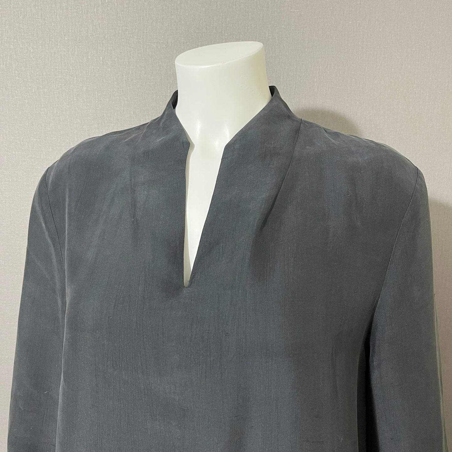 Eileen Fisher Slate Gray Silk Tunic Top Sz-Large