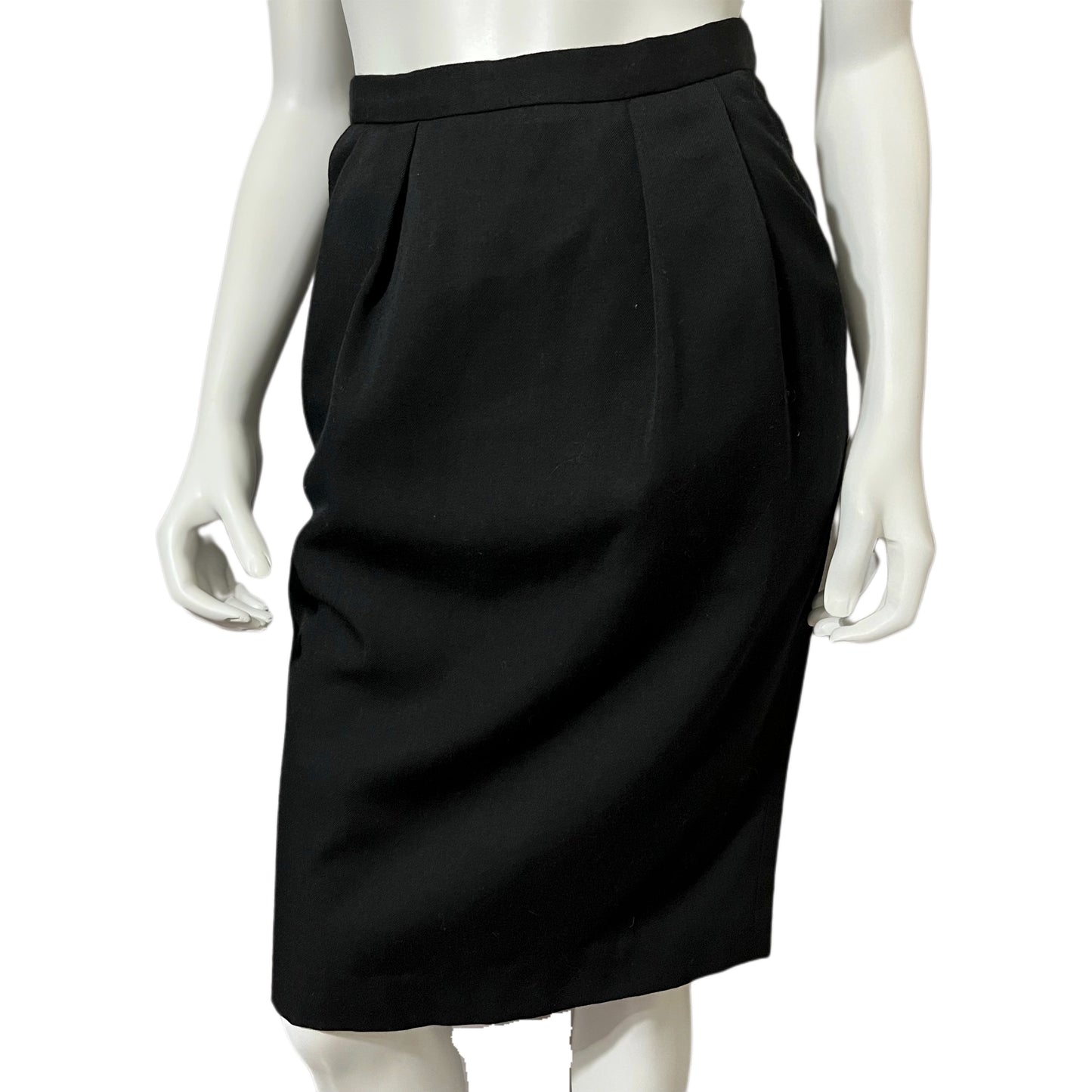 Vintage J.H. Collectibles Black Wool Pencil Skirt Sz-6