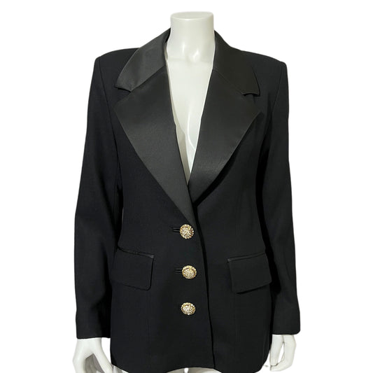 Vintage Rickie Freeman Black Wool Classy Blazer Sz-8