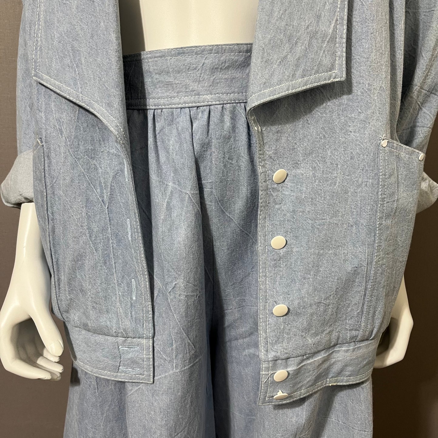 Vintage Caron Components Denim Jacket/Culottes 2pc Set Sz-Medium