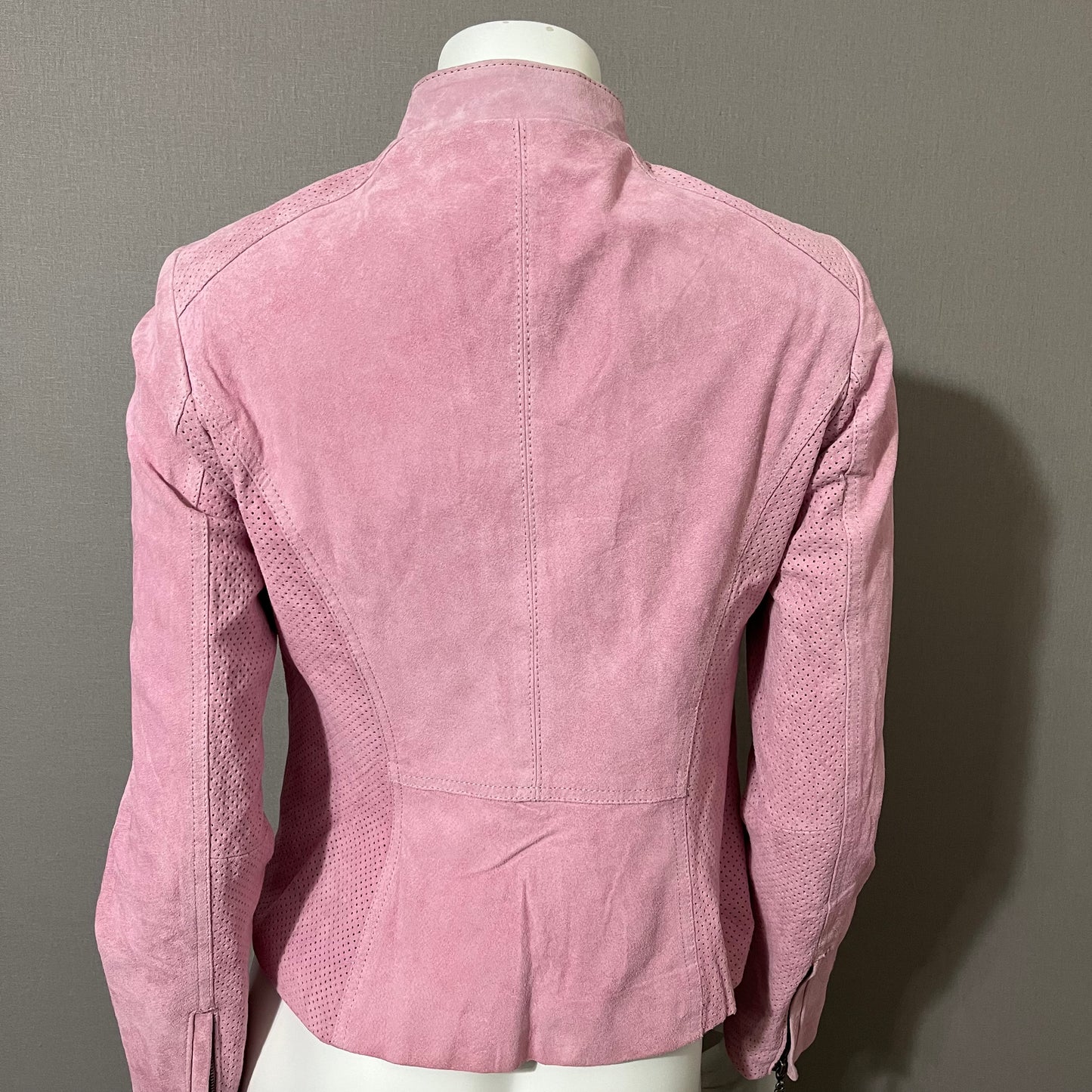 Vintage Pink Suede Leather Jacket Sz-Xtra Small