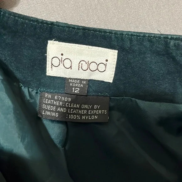Vintage Pia Rucci Green Suede Leather Pants Sz- 12