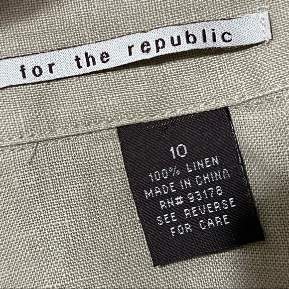 For The Republic Tan 100% Linen Jacket Sz-10