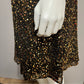 Vintage Oleg Cassini Black Gold Sequin Fit & Flare Dress Sz-12