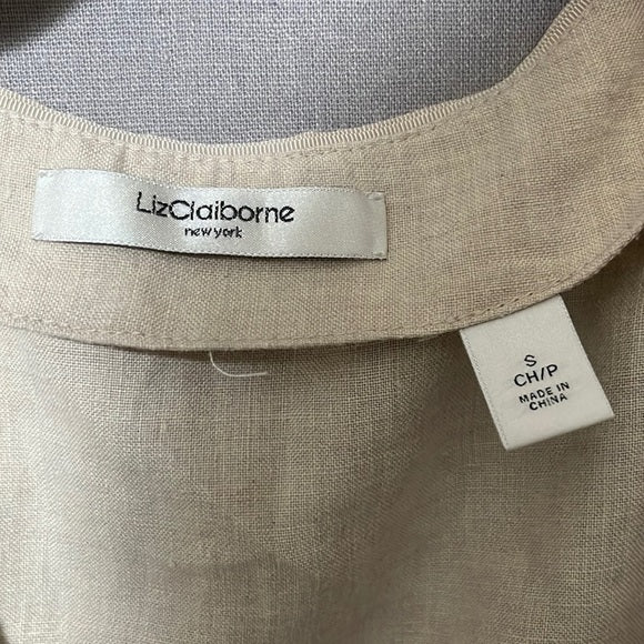 Liz Claiborne Tan Linen 2 Piece Top Set Sz- Small