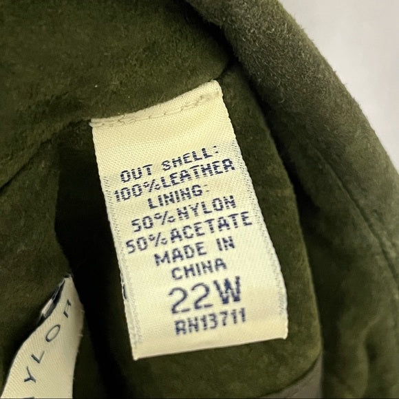 Lord & Taylor Green Suede Leather Blazer/Jacket Sz-22W