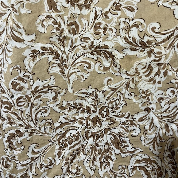 Jones New York Brown Leaf Print Cotton Button Front Shirt Sz-1X