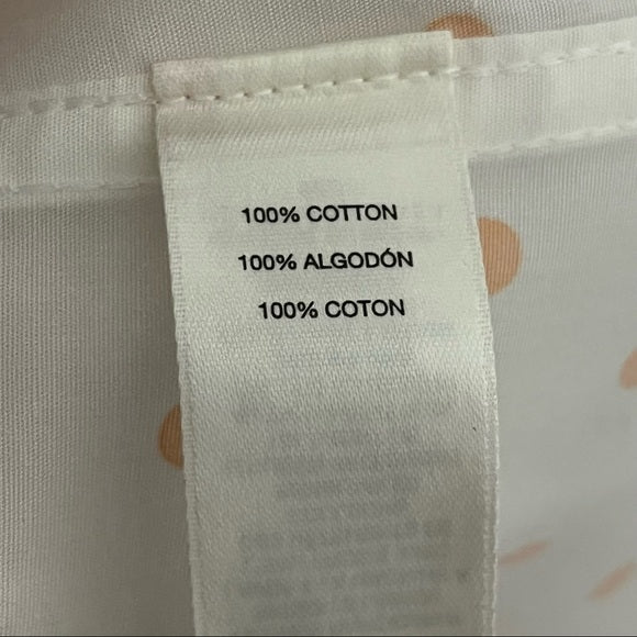 Chico’s Orange Polka-Dot Cotton Button Front Shirt Long Sleeve Sz 1 (Medium)