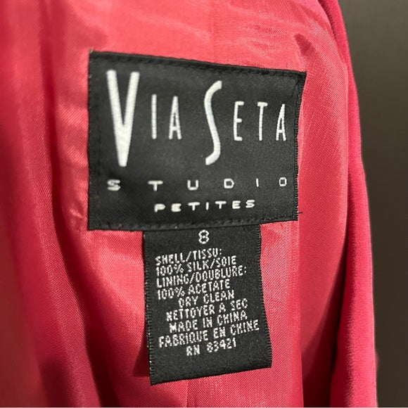Vintage Via Seta Pink 2 Pc 100% Silk Pant Set Sz-8/10