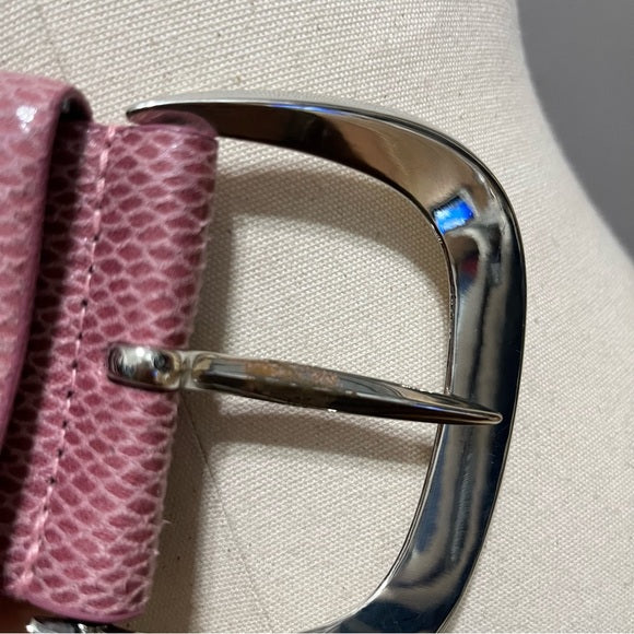 WHBM Pink Textured Extra Wide Silver Buckle Belt Sz-Medium/Large