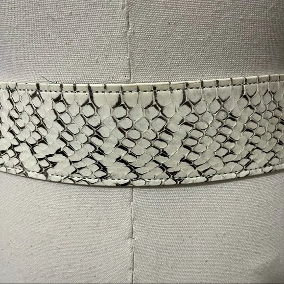 Vintage Rare Genuine Snake Skin Gold/Silver Buckle Adjustable Belt M-XL