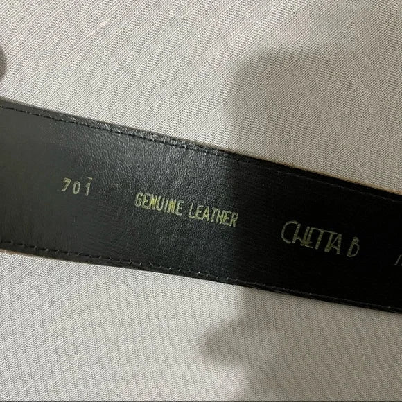 Vintage Chetta B Brown Genuine Leather Textured Wide Belt Sz-10
