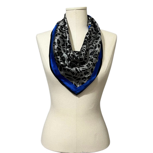 Coach Signature Blue/Silver/Black Animal Print Silk Scarf