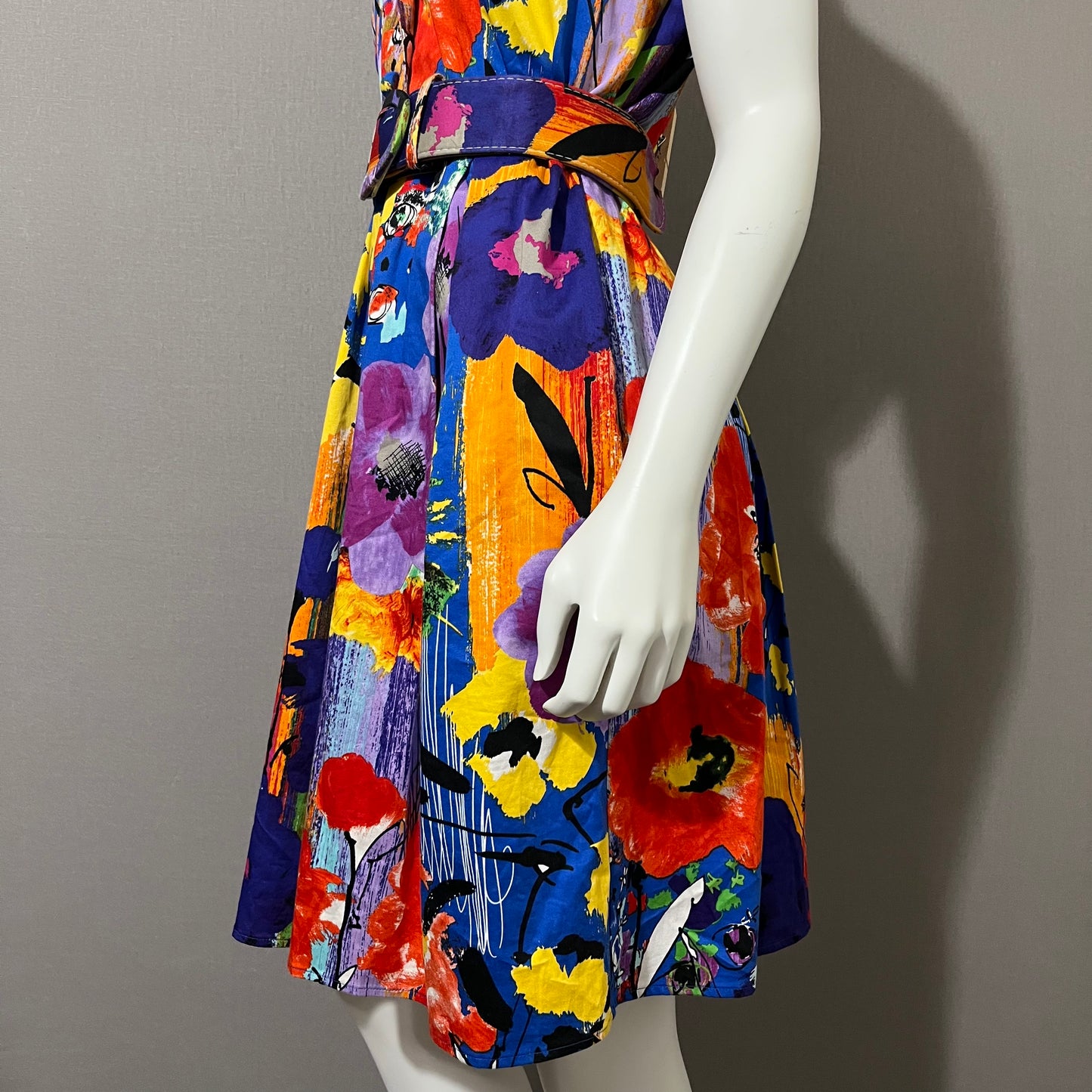 Spense Multicolored Sleeveless Print Cotton Dress Sz-Large