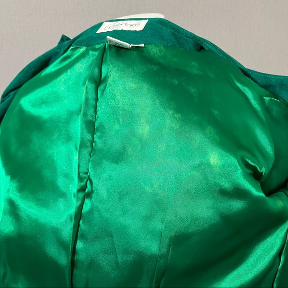 Vintage Cedars Green 2 Pc Suede Leather Skirt Suit Set Sz-Medium/Large
