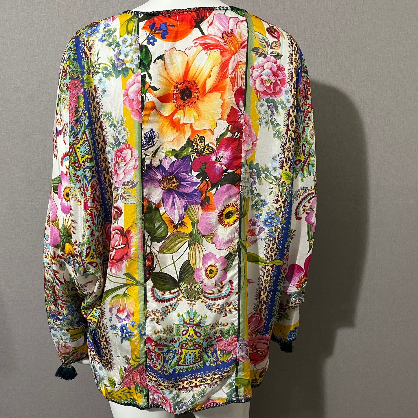 Johnny Was Floral Long Sleeve V-Neck Blouse Sz-Large