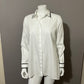 Chico’s White With Black Trim Button Down Shirt Sz-1 Medium-Large