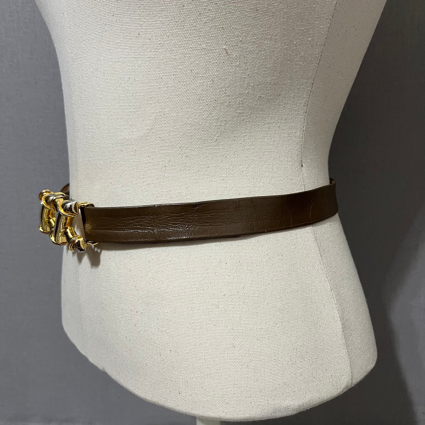 Vintage Accessocraft Taupe Double XX Skinny Leather Adjustable Belt