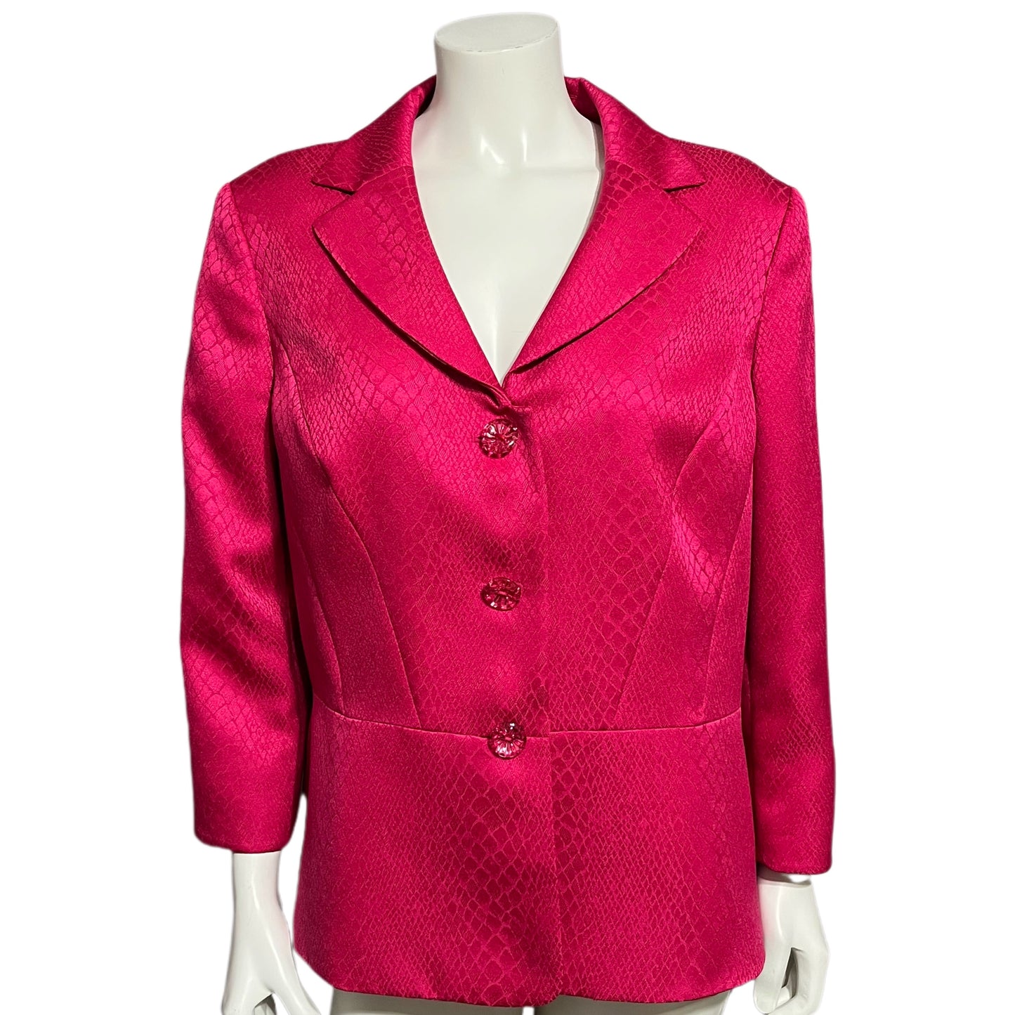 Le Suit Pink Textured Blazer Jacket Sz-18