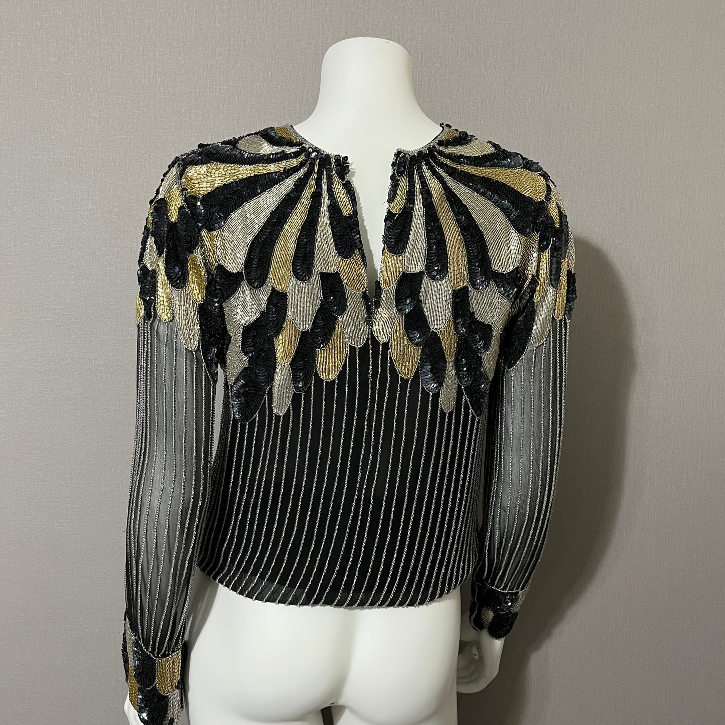 Vintage Judith Ann Creations Silk Beaded Sequin Top Sz-Xtra Small