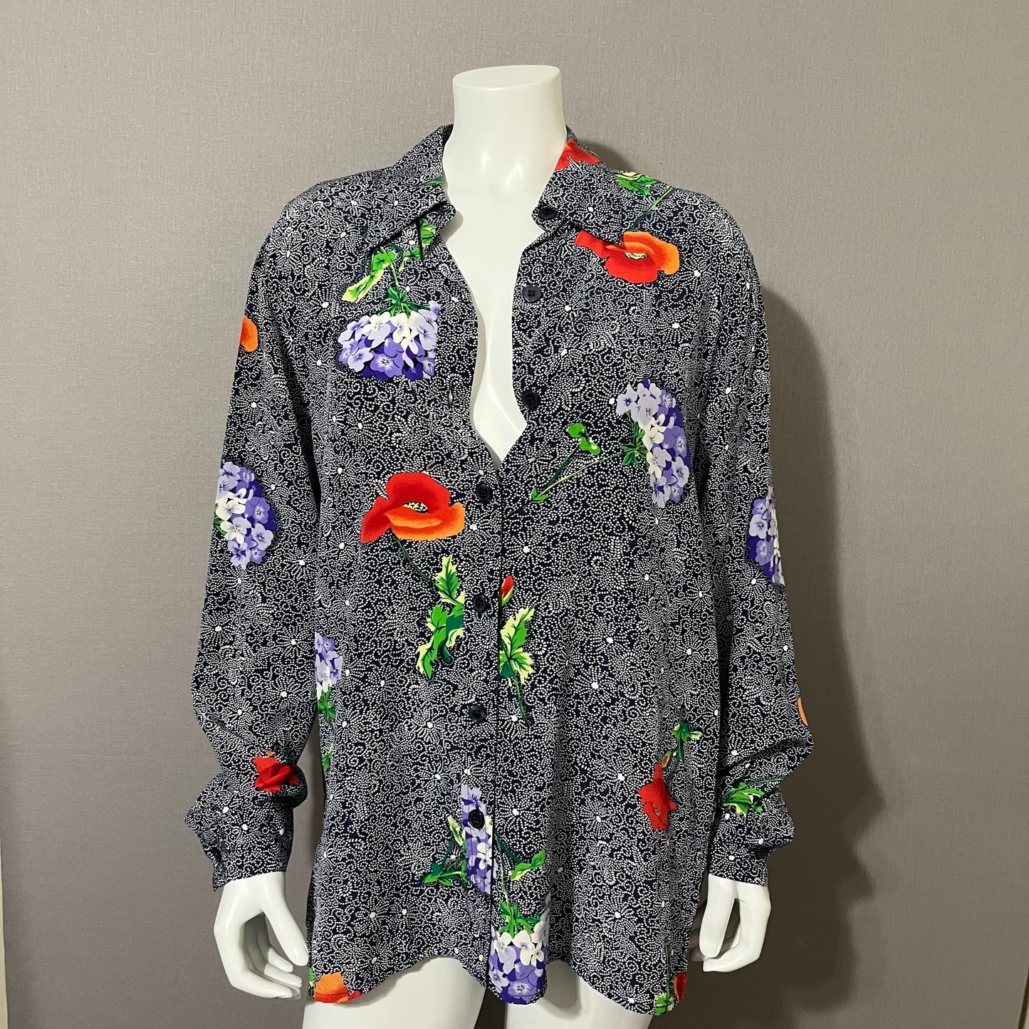 Silk Diane Von Furstenberg Floral Print Button Down Blouse Sz-Medium