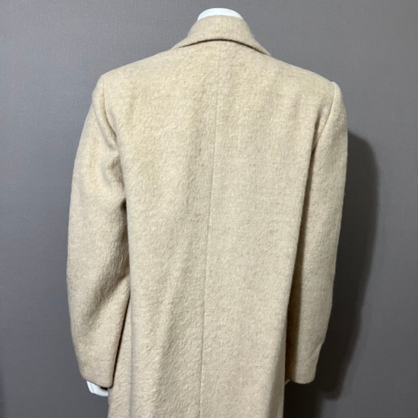 Vintage Anne Klein Wool/Mohair Blend Cream Longline Coat Sz-8