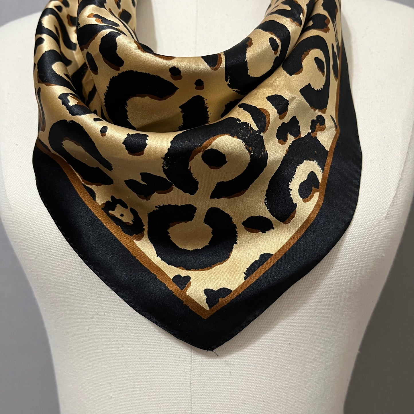 Coach Brown/ Black 100% Silk Cheetah Print Scarf