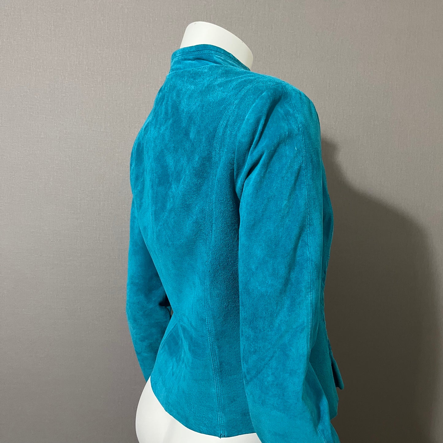 Vintage Yvonne & Marie Turquoise Suede Leather Jacket Sz-4