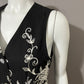 Vintage Sophisticates Black Embroidered Cotton Vest Sz-Small