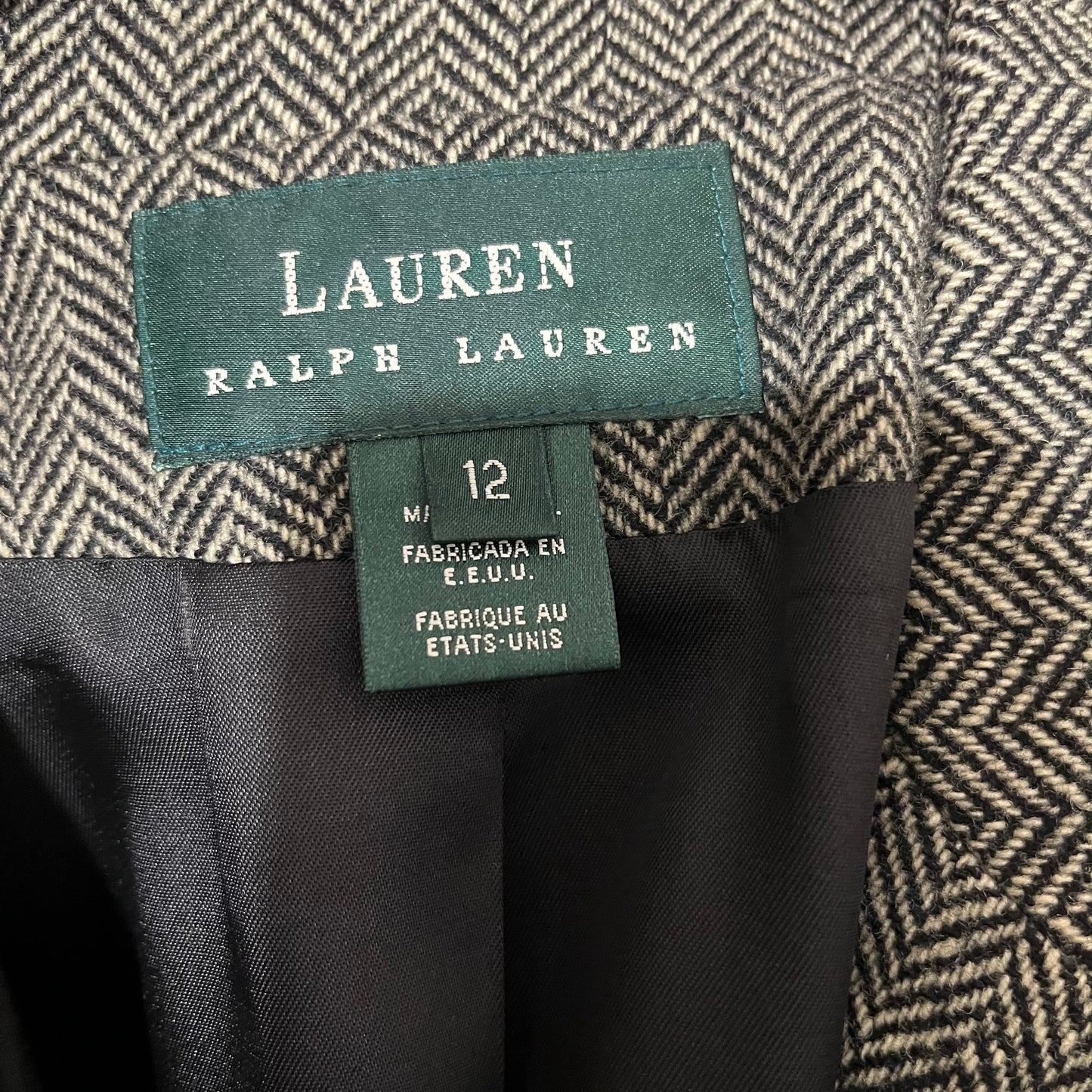 Lauren Ralph Lauren Equestrian Chic Herringbone Tweed Blazer Sz-12