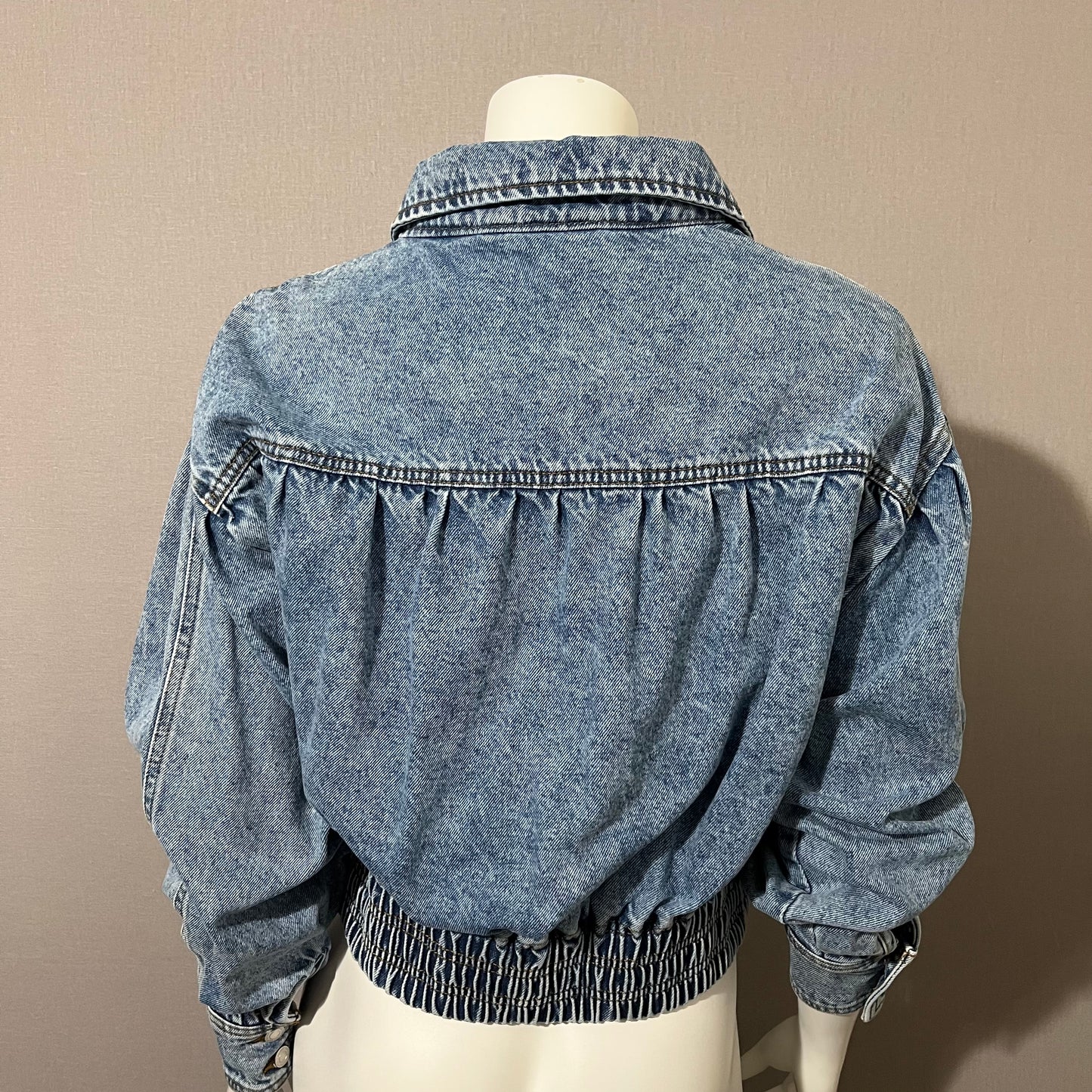 Denim Cropped Rare Snap Button 100% Cotton Jacket Sz-Large