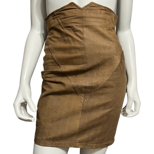 Brown Leather High Waisted Skirt