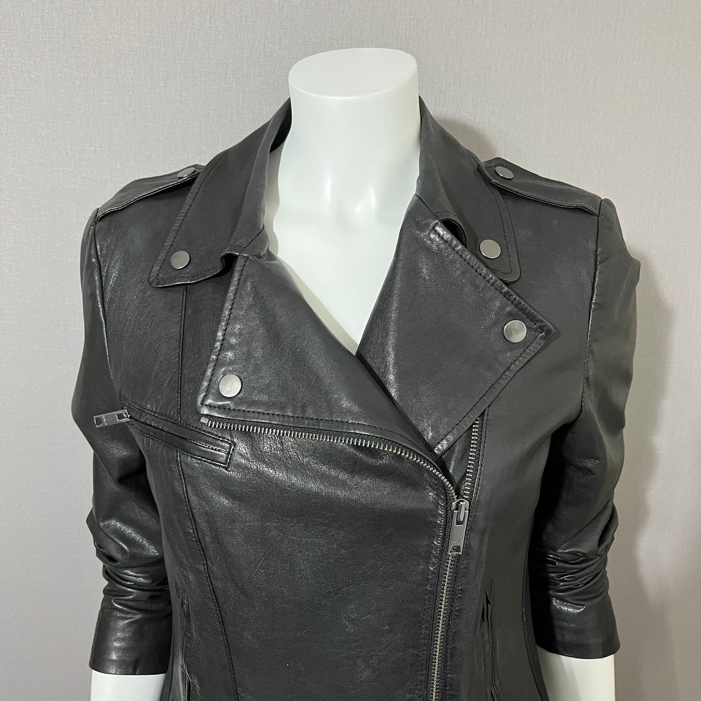 DKNY Lamb Skin Leather Moto Jacket Sz-Medium
