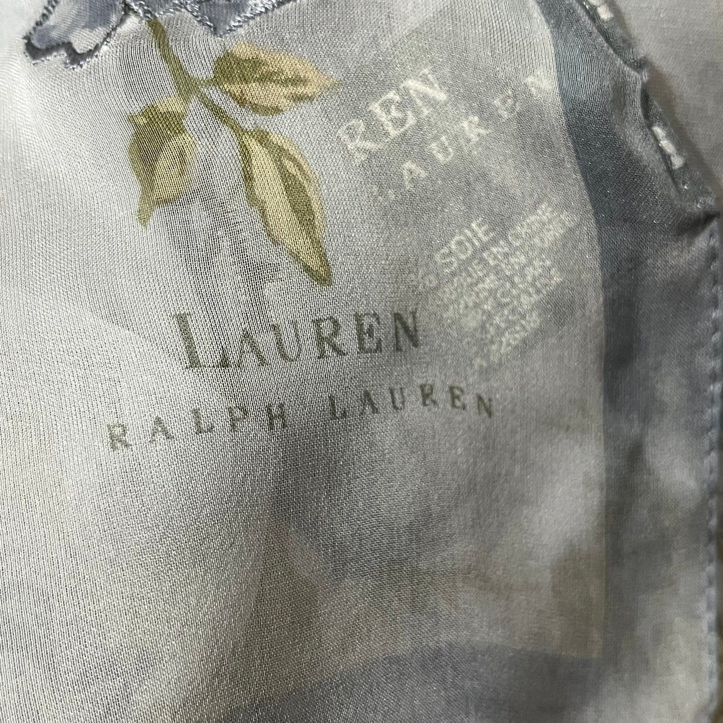 Lauren Ralph Lauren Light Blue Floral Silk Scarf