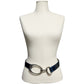 WHBM Blue Textured Patent Leather Backing Adjustable Belt Sz-XS/Small