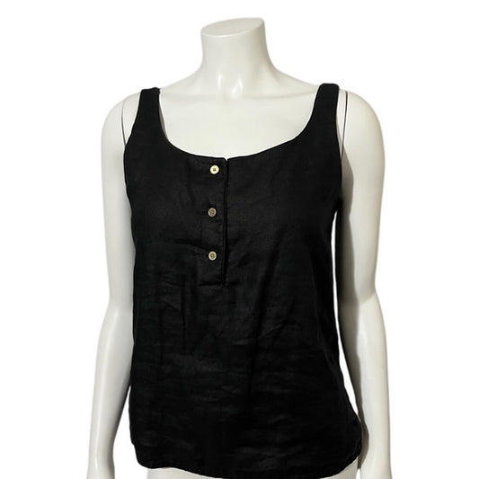 Liz Claiborne Black Linen Sleeveless Shell Top Sz Small