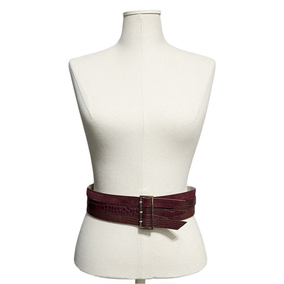 Burgundy Triple Layer Leather Lining Belt Sz-Small/Medium