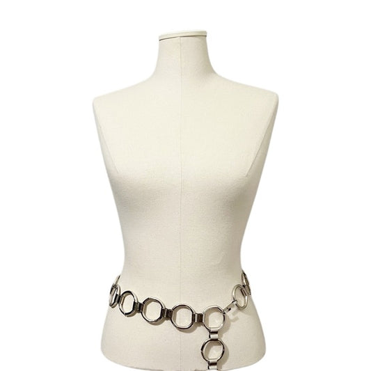 Silver Metal Circle Chain Belt Sz-Large