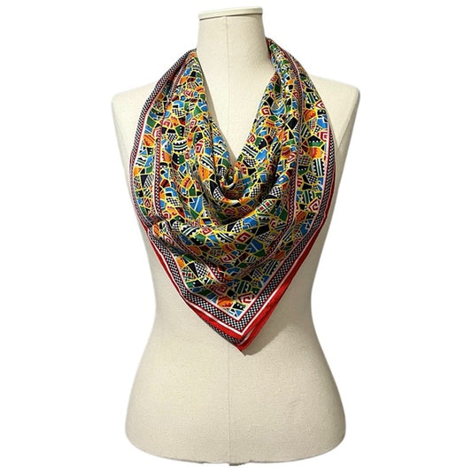 Rainbow Aztec Print Silk Scarf