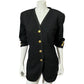 Vintage J.H. Collectibles Black 100% Wool Gold Button Front Blazer Sz-14 W