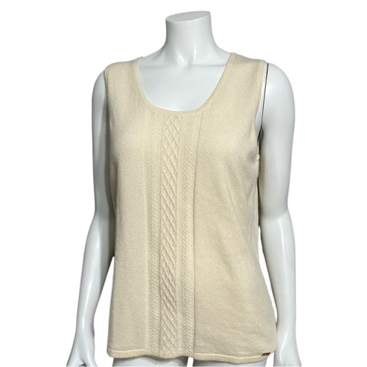 Tesori Cream 100% Cashmere Sweater Vest Sz-Large