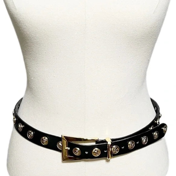 The Limited Lion Head Leather Skinny Belt