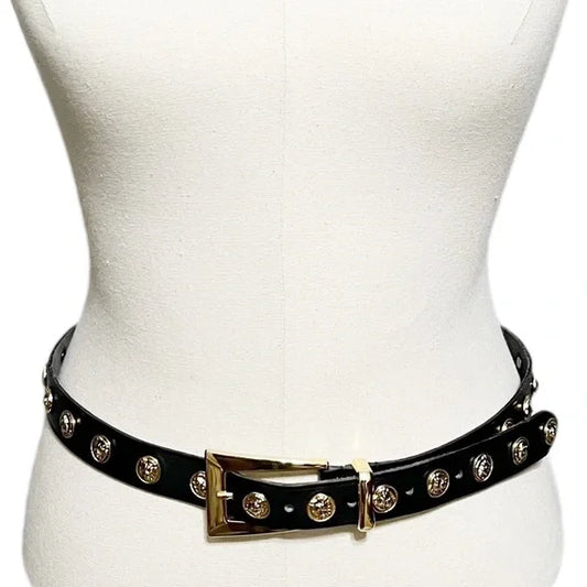 The Limited Lion Head Leather Skinny Belt