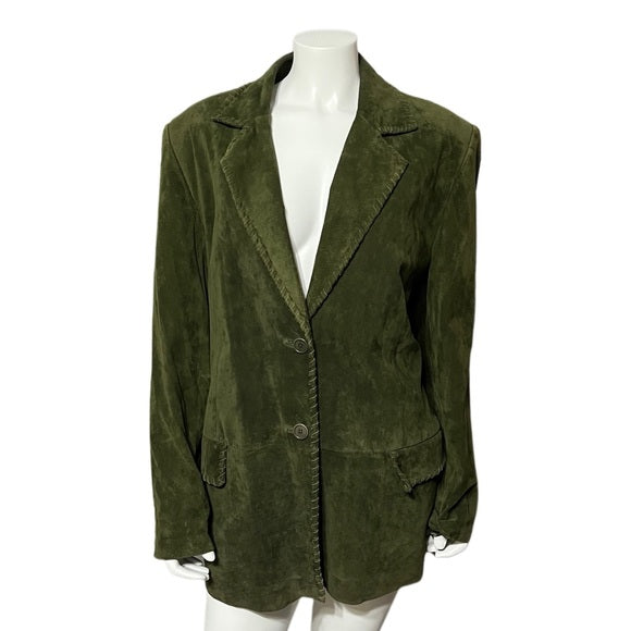 Lord & Taylor Green Suede Leather Blazer/Jacket Sz-22W