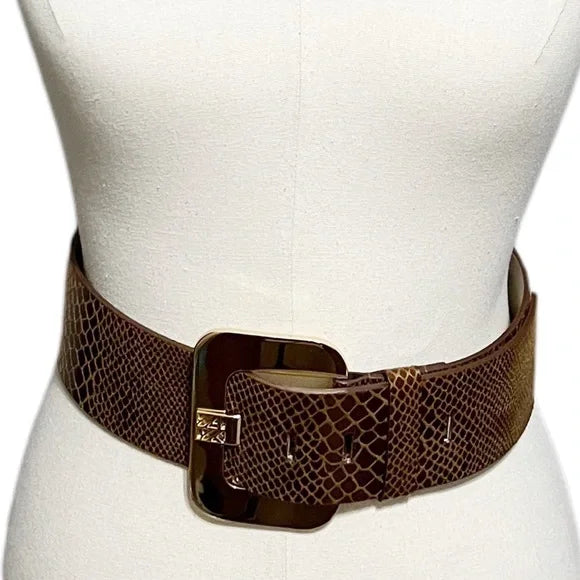 Anne Klein Brown Genuine Leather Wide Belt Extra Large