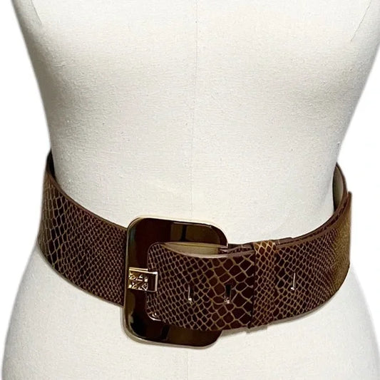 Anne Klein Brown Genuine Leather Wide Belt Extra Large
