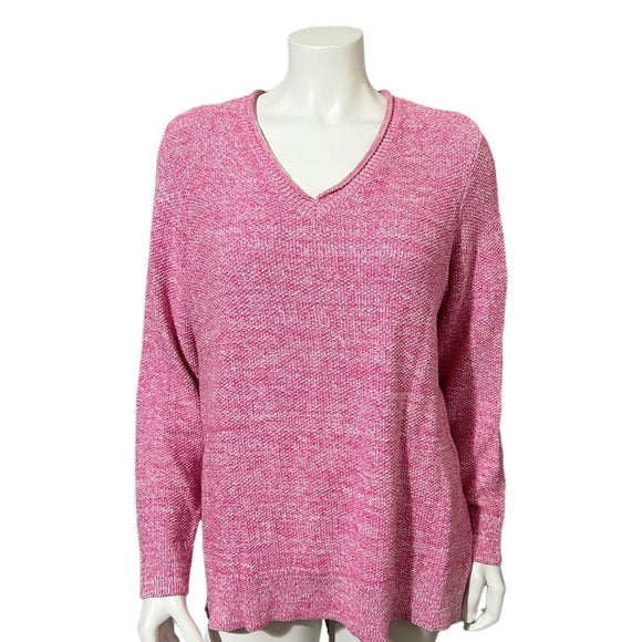 Croft & Barrow Pink V-Neck Marled Sweater Sz-1X