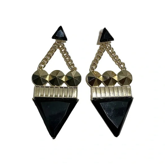 Black | Gold Statement Triangle Earrings