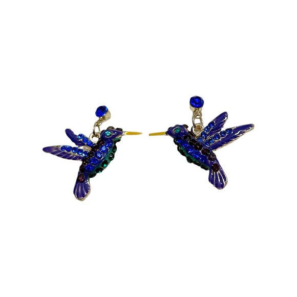 Blue | Purple | Green Hummingbird Earrings